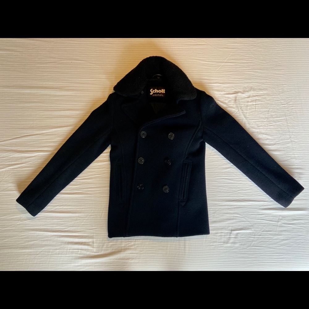 Schott NYC Cyclone Peacoat w/ faux fur collar